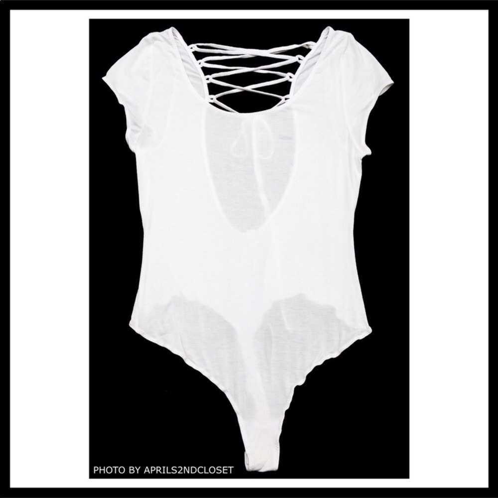 FREE PEOPLE WHITE BOHO BODYSUIT SHORT SLEEVES A2C - Picture 4 of 8